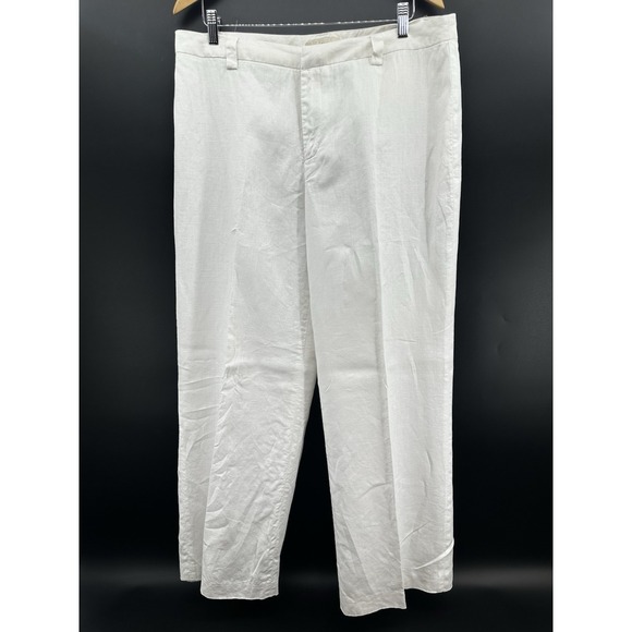 Merona Pants - Merona Dress Pants 100% Linen Straight Leg Lined Womens 16 White JJ25